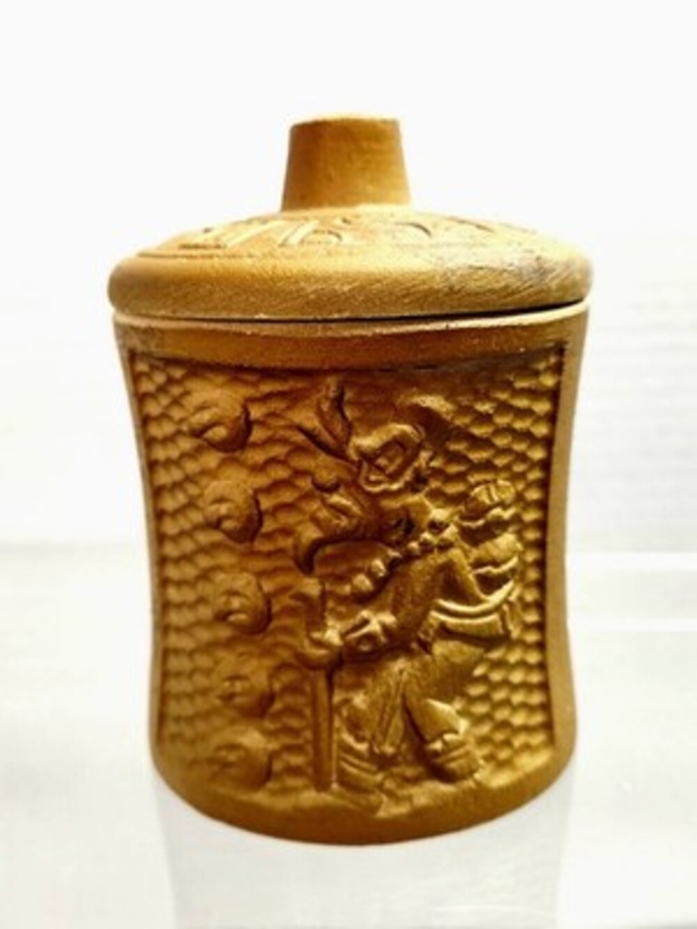 Ceramica Mendez Ruiz Guatemala Mayan Relief Terracotta Lidded Jar